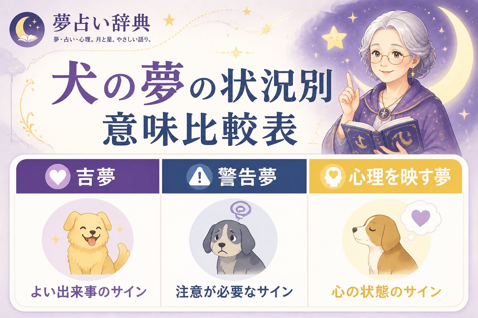 夢占い 犬の夢の状況別意味比較表