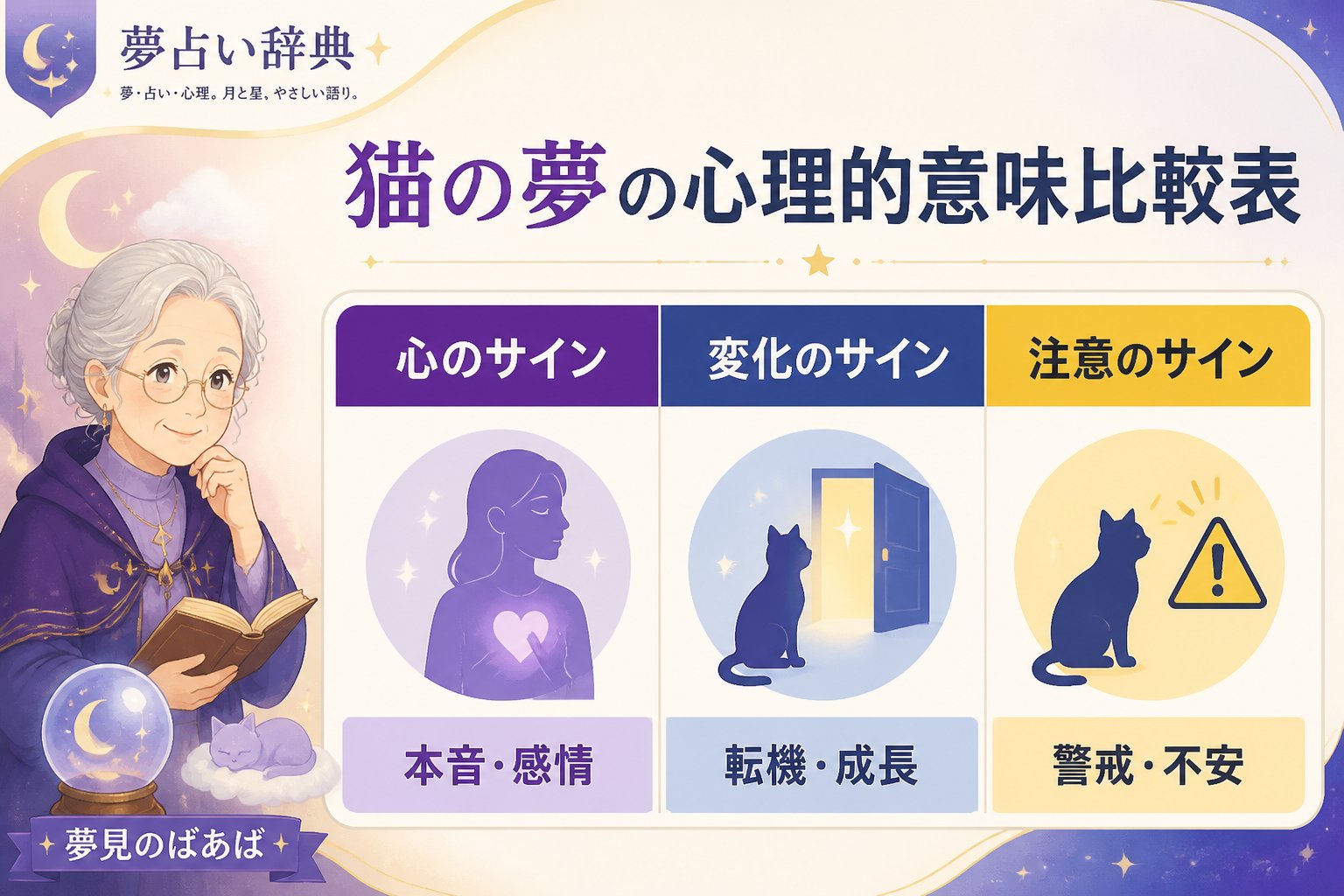 夢占い 猫の夢の心理的意味比較表