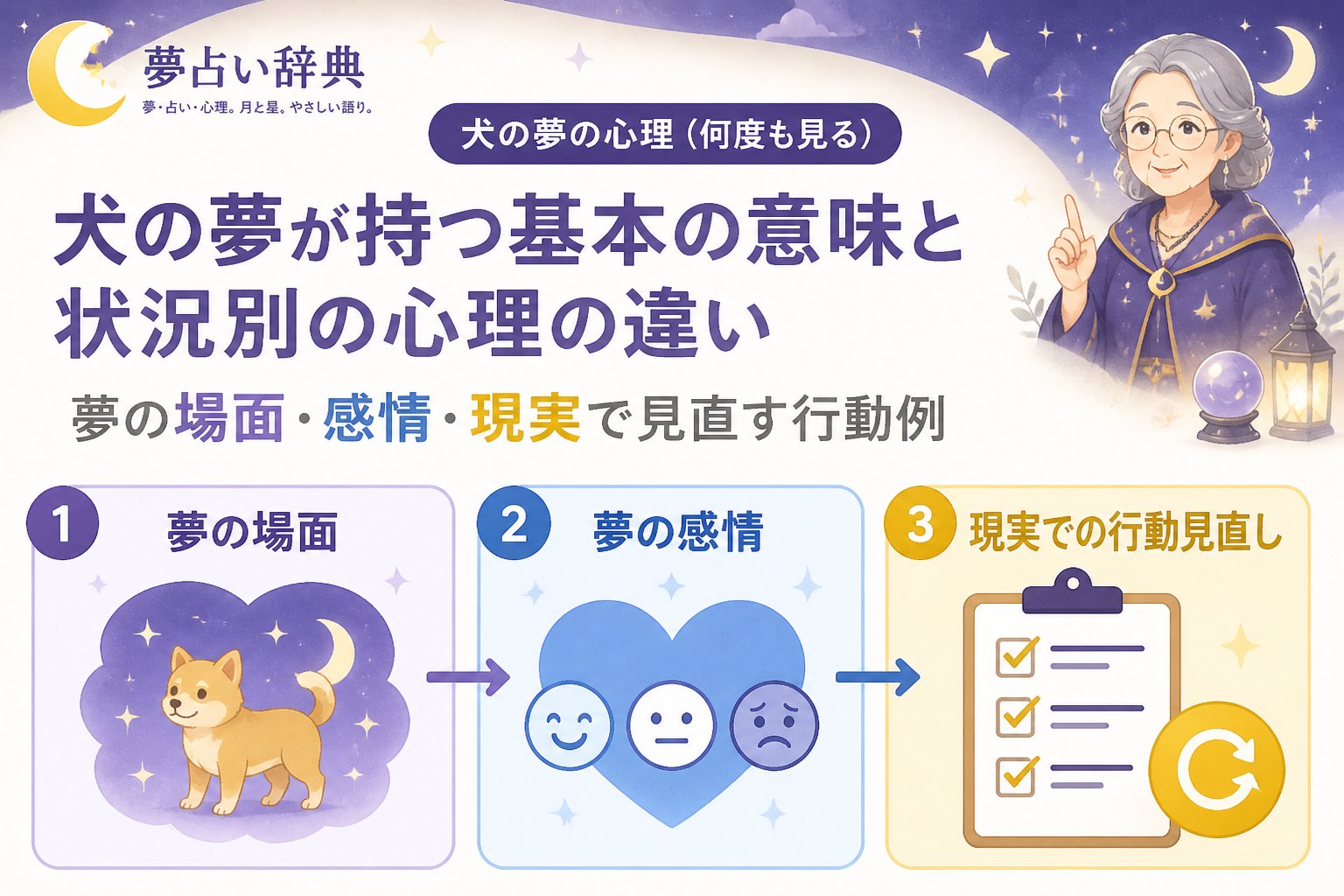 夢占い 犬の夢が持つ基本の意味と状況別の心理の違い：夢の場面・感情・現実で見直す行動例