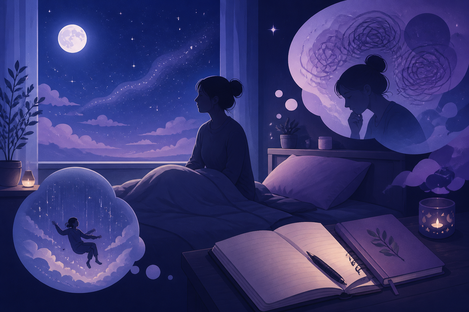 睡眠環境や生活の記録をイメージしたイラスト